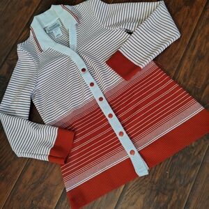 Vintage 70s Toby George striped button down cardigan sweater Size S